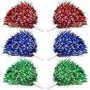 6 Pieces Cheerleader Pompoms Hand Flowers, Plastic Cheerleader Pompoms, Cheerleading Pom Poms with Handles for Sports Matches, Stage Performance, Holiday Celebrate (3 Color)