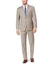 Michael Kors Men's Classic-Fit Plaid Suit (Tan/Blue, 38S 31W)