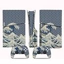 TANOKAY PS5 Slim Console Skin and Controller Skin Set | Painting The Great Wave of Kanagawa | Matte Finish Vinyl Wrap Sticker Full Decal Skins | Compatible with Sony Playstation 5 Slim Disc Edition