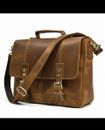 Vintage leather laptop satchel bag for men full grain leather 