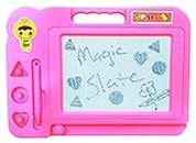 A&A Services 2-in-1 Double Sided Magnetic Slate Whiteboard and Blackboard with Chalk, Duster for Kids (Pink)