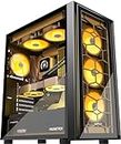 MUSETEX ATX PC Case 6 PWM ARGB Fans Pre-Installed, Mid Tower Gaming PC Case with Double Tempered Glass, USB 3.0 x 2 Computer Case, Black, G07