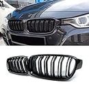 sportuli Front Replacement Kidney Grille Grill Compatible with 2013-2018 BMW 3 Series F30 F31 F35 (ABS, Gloss Black)