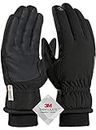 Winter Gloves for Men, TRENDOUX Waterproof Mens Winter Glove for Women 3M Thinsulate -30℉, Touchscreen, Windproof Cuff, Thick Thermal Wicking Insert, Bike Snowboard Snow Running (Black L)