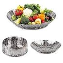 ValueHall Vegetable Steamer Basket Stainless Steel Steamer Basket Folding Vegetable Steamer Insert with Handle, Adjustable Expandable Petals Fit Various Size Pot (5" to 9") V7040-1