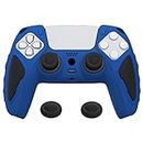 PlayVital Knight Edition Blue & Black Two Tone Anti-Slip Silicone Cover Skin for ps5 Controller, Soft Rubber Case for ps5 Wireless Controller with Thumb Grip Caps