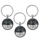 HEALLILY 3pcs Piano Keychain Instrument Round Tag Keyring Music Note Hanging Keychain Pendants Christmas Birthday Graduation Souvenir Party Giveaways 5x3x0.5cm