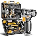 Power Drill Tool Set Kit: DEKOPRO Cordless Drill Tool Box with 12V Battery Electric Drill Driver for Home Hand Repair Power Tools Sets Drills Case