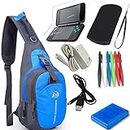 YB-OSANA 7 in 1 Backpack Crossbody Bag + New 2DS XL Wall Charger+ New 2DS XL Protective Bag+ Game Card Holder Case+New 2DS XL Stylus Pen+ USB Cable+Screen Protector Travel Kit for Nintendo New 2DS XL