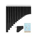 Pan Flute, C Key Pan Pipes Easy Learn Woodwind Instruments Panpipe Music Woodwind Traditional Musical Instruments for Children Adults Beginners(Black)