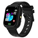 PunnkFunnk 4G Sim Card SmartWatch for Kids, 1.44" HD Touch Screen Camera Video Music Player Pedometer Alarm Clock Games Flashlight Gift for 4-15 Year Old Boys Toys for Kids Waterproof IP67(Black)