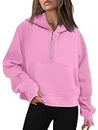 AUTOMET Hoodies Sweatshirts for Teen Girls Women Half Quarter Zip Pullover Cute Soft Sweaters Fall Fashion Y2K Preppy Clothes 2024 Pink