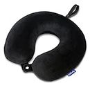 Fabuday Memory Foam Travel Pillows for Airplanes - Neck Pillow for Traveling with Attachable Snap Strap Soft Washable Cover, Flight Pillow for Sleeping, Car, Home, Office, Black