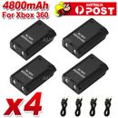 4x Charger USB Cable For XBOX 360 Battery Pack Rechargeable Wireless Controller