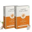 Happy Cultures Gut Feeling Digestion Supplement Unique Blend of Probiotics for Daily Digestive Health B-Vitamins Gut Health Supplement for Bloating, IBS, Digestion, Clinically Tested, 60 Veg Capsules