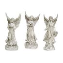 Garden Angel Statue With Bird And Flowers (Set Of 2) by Melrose in Grey