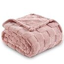 NEWCOSPLAY Super Soft Throw Blanket Pink Premium Silky Flannel Fleece 3D Checkered Lightweight Bed Blanket All Season Use (Pink Checkered, Throw(50"x70"))