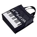 COCOMK Piano Keys Handbag Reusable Grocery Bag Shoulder Shopping Bag Tote Bag for Music Teacher Girls Gift Bag Medium, Black, X-Large