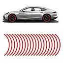 Blilo 16PCS 17''-19'' Reflective Wheel Rim Stripe Decal, Car Tapes Decoration Stickers, Waterproof Night Safety Decals Automotive Accessories Universal for Motorcycle, Car, Bicycle (Red)