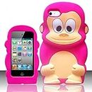 Compatible With iPod Touch 4 Monkey Style 3D Silicone Case - Hot Pink