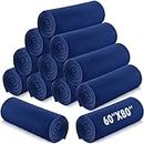 Reginary 12 Pack Fleece Blanket Bulk 60 x 80 Inch Throw Blankets Twin Soft Cozy Lightweight Warm Blankets for Bed Sofa Couch Car Pet Home Office Travel Outdoor(Navy Blue)
