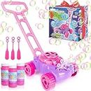 ArtCreativity Bubble Lawn Mower for Toddlers, Kids Bubble Blower Machine, Indoor Outdoor Push Gardening Toys for Kids Age 1 2 3 4 5, Birthday Gifts Party Summer Backyard Toys for Preschool Baby Girls