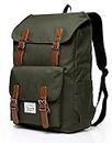 Backpack for Men Women,Vaschy Vintage Casual School Daypack Lightweight Camping Rucksack Travel Backpack Bookbag with15.6in Laptop Sleeve Green