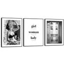 Poster REINDERS "Fashion Woman" Bilder Gr. B/H/T: 30 cm x 40 cm x 1,6 cm, schwarz (schwarz, weiß) Poster