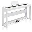 LALAHO Digital Piano 88-Key Weighted Action Electric Piano with 3-Pedal Unit, Double Bluetooth, Split/Touch/Transpose Control Functions(White)