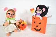 Muñecas Annalee tema de otoño ratones Jack-o-lantern niño y niña caramelo maíz 2010 Halloween