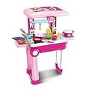 LONGMIRE Little Chef Kitchen Set 2-in-1Travel Luggage Turn into Play Kitchen, Kids Kitchen Playset Toys with 25+Play Food for Toddlers, Girls and Boys, Pretend Play, 25" H x 9.8" W x 20.8" L