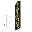 Tattoos (Black) Super Novo Feather Flag - Complete with 15ft Pole Set and Ground Spike