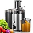 Reemix Juicer Machine, Big Mouth Large 3” Feed Chute for Whole Fruits and Vegetables, Easy to Clean, Centrifugal Extractor, BPA Free, 500W Motor, Black (500, Watts)