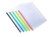 Aesthetic Plastic File A4 Size | Stick Transparent File Folder Stick File/Strip File for A4 Paper Holder Storage Case Organizer, My Clear Plastic 100 microns (Transparent_Pack of 10)