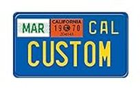 Targa CAL CALIFORNIA in alluminio per motociclette personalizzabile con testo in rilievo e adesivi con data, colore BLU