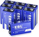 EBL 9V 6LR61 Alkaline Battery 9 Volt Batteries Ultra Long Lasting Leak Proof Lot