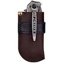 SOGCASE Leather Knife Sheath for Belt, EDC Knife Holster Pocket Knife Holder for Folding Knives (Darkbrown)
