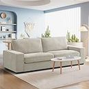 EASELAND Sofa Couch, 88” Chenille Loveseat Comfy Couches for Living Room, Modern Deep Seat Sofa with Removable Back and Seat Cushions, 3 Seater Fluffy Couch with Wood Legs and Armrest (Beige)