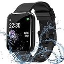 mi Smart Watch for Kids Men Boys Girls Women ID116 Plus 2024 Latest for Android and iOS Phones IP68 Waterproof Activity Tracker with Touch Color Screen Sleep & Heart Rate Monitor Pedometer Black