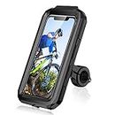 LUROON Bike Phone Mount Case, Universal 360° Rotation Waterproof Bicycle Motorbike Handlebar Phone Holder, Sensitive Touch ID Face ID Bike Phone Holder Compatible With 6.1" To 6.8" Smartphones