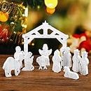 11 Pcs Wooden Nativity Scene Set Kids Mini People Nativity Set First Christmas Story Decoration Jesus Manger Rustic Indoor Xmas Decoration for Indoor Home Display, Tabletop