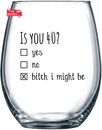 40Th Birthday Gifts for Women and Men Wine Glass - Funny Is You 40 Gift Idea for