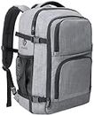 Dinictis 40L Travel Laptop Backpack for Men Women, Fit 17 Inch Notebook, Carry on Flight Approved Suitcase Backpack, Water Resistant Travel Backpack, Weekender Overnight Daypack- Grey