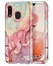 Btscase for Samsung Galaxy A20 Case, Galaxy A30 Case, A30s Case, Marble Pattern 3 in 1 Heavy Duty Shockproof Full Body Rugged Hard PC+Soft Silicone Drop Protective Women Girls Cover, Rose Gold