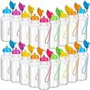 Zubebe 36 Pcs Sports Water Bottles Bulk 21 oz Squeeze Reusable Plastic Water Bottle with Nylon Strap Blank DIY Water Bottles for Kids Adults School Thanks Gift Outdoor Sport Fitness(Mix Color)