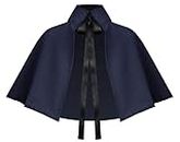 Cykxtees Victorian Gothic Renaissance Medieval Lolita Steampunk Collar Capelet Women's Short Cape Cloak (Dark Blue), One Size