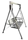 Swing India Stainless Steel Reversible fix Cushion Stainless Steel Large Swing | Indoor Metal Swing for Adult with Hammock Chair 2 Seater High Strong Stainless Steel 300 kg. Capacity