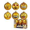 mikamax - Palline di Natale - Emoji Christmas Balls - Set di 6 palline - Ornamenti Xmas - 8 cm