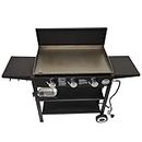 Griller's Choice Outdoor Griddle Grill Propane Gas Flat Top - Hood Included, 4 Shelves, Disposable Grease Cups, 36,000 BTU's, Large Cooking Area, Paper Towel Holder.