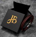 Men's Black Red Braided Leather Bracelet, Leather Punk Jewelry Wristband